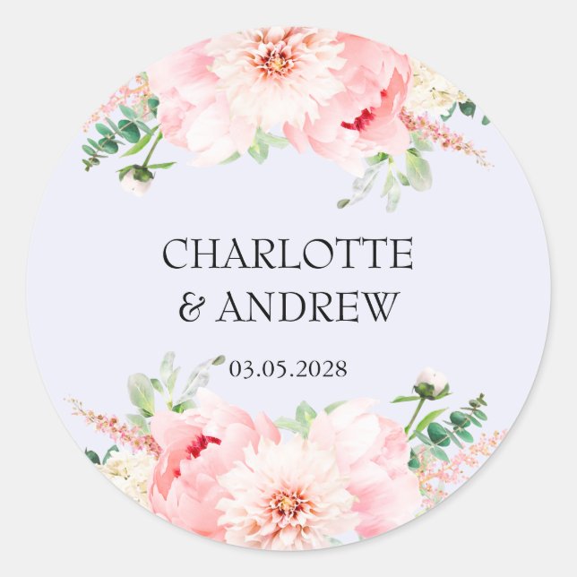 Sticker Rond mariage floral personnalisé   (Devant)