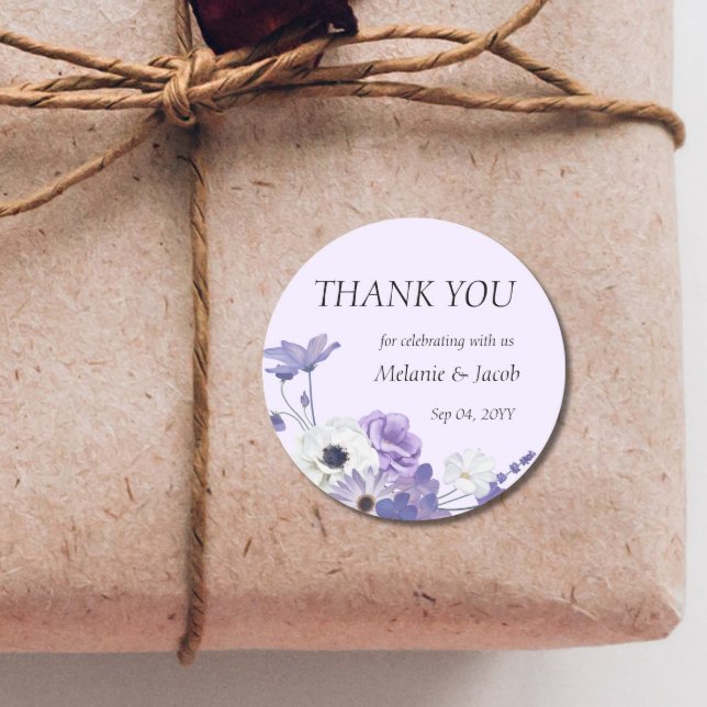 Sticker Rond Mariage floral pourpre (Créateur téléchargé)