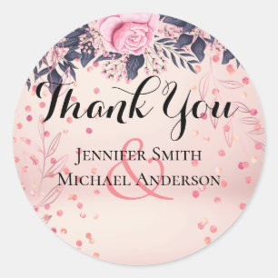 Sticker Rond Mariage floral rose moderne