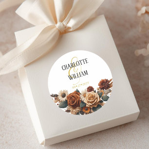 Sticker Rond Mariage floral rustique chic