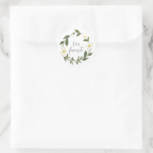 Sticker Rond Mariage floral rustique de marguerite blanche