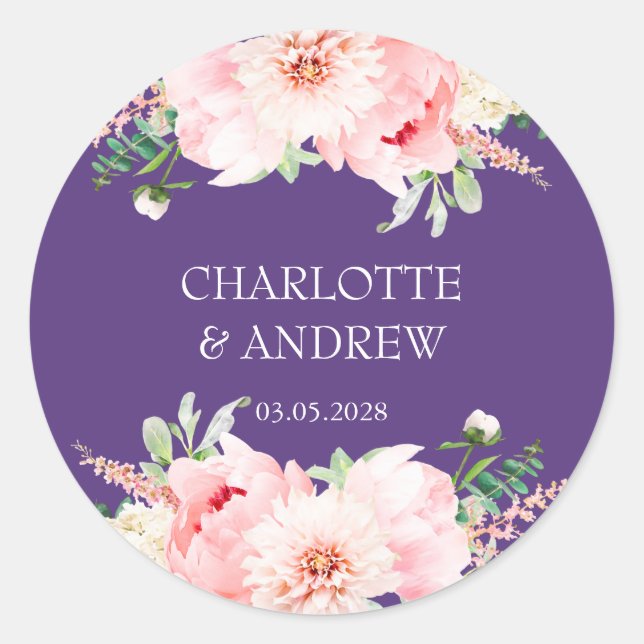 Sticker Rond mariage floral spécifique au client (Devant)