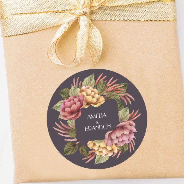 Sticker Rond Mariage floral spectaculaire (Créateur téléchargé)