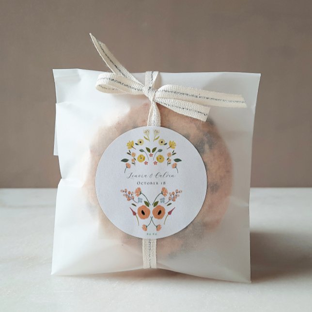 Sticker Rond Mariage floral vintage de Bohême (Créateur téléchargé)