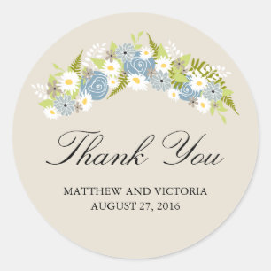 Sticker Rond Mariage Floral Wreath