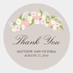 Sticker Rond Mariage Floral Wreath