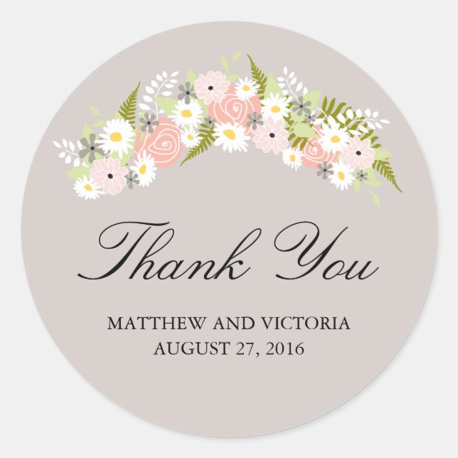 Sticker Rond Mariage Floral Wreath (Devant)