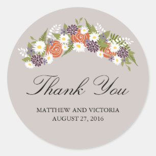 Sticker Rond Mariage Floral Wreath