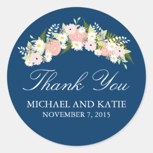 Sticker Rond Mariage Floral Wreath