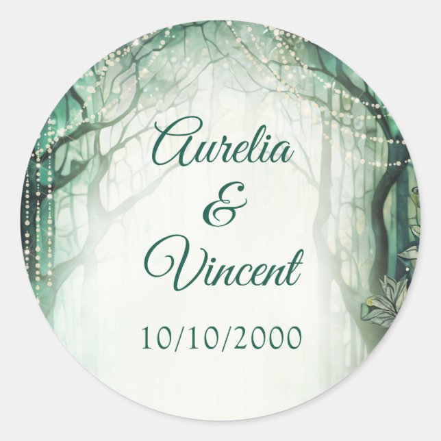 Sticker Rond Mariage forestier enchanté (Devant)
