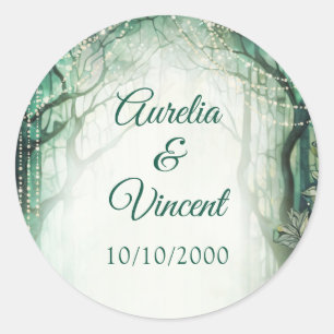 Sticker Rond Mariage forestier enchanté