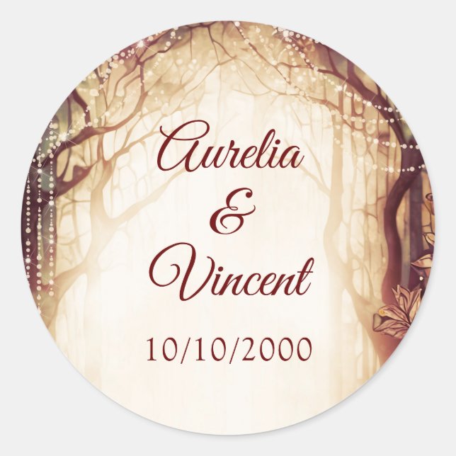 Sticker Rond Mariage forestier enchanté (Devant)