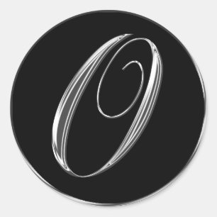 Sticker Rond Mariage Formel Argent Et Noir Monogramme O Sceau