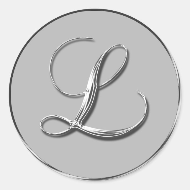 Sticker Rond Mariage Formel Argent Monogram L Sceau Invitation  (Devant)