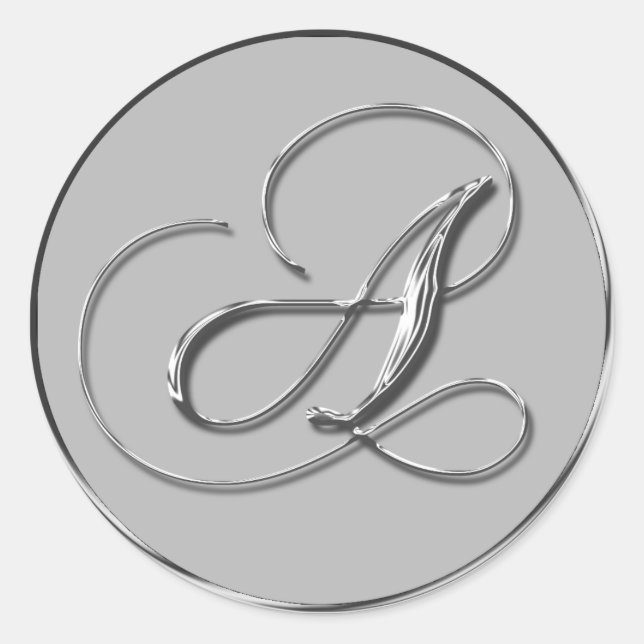 Sticker Rond Mariage Formel Argent Monogramme A Sceau (Devant)