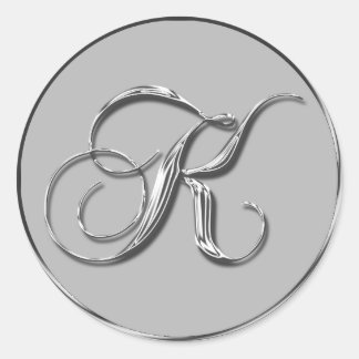 Sticker Rond Mariage Formel Argent Monogramme K Mariages de pho