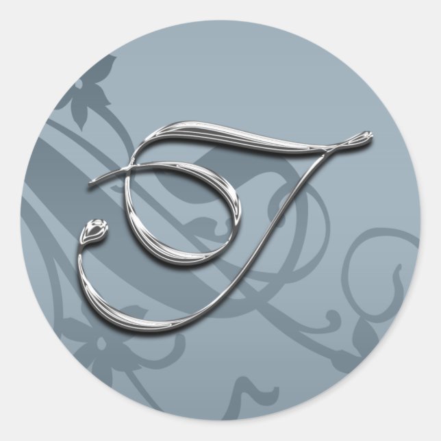Sticker Rond Mariage Formel Argent Monogramme T Sceau (Devant)