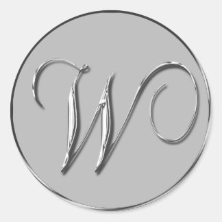 Sticker Rond Mariage Formel Argent Monogramme W Seal Mariages
