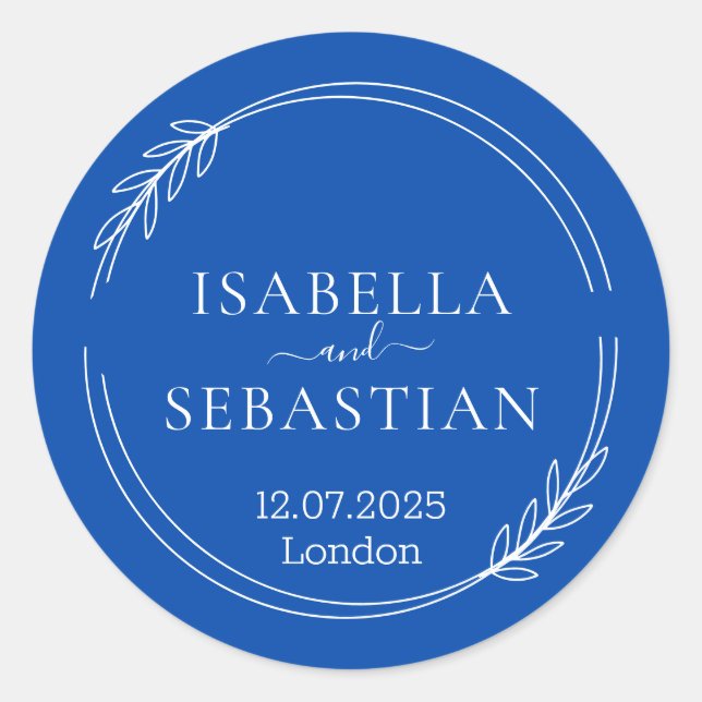 Sticker Rond Mariage Formel Bleu Cobalt (Devant)
