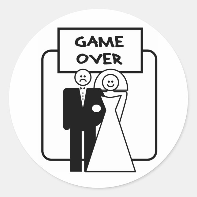 Sticker Rond Mariage "Game Over" (Devant)