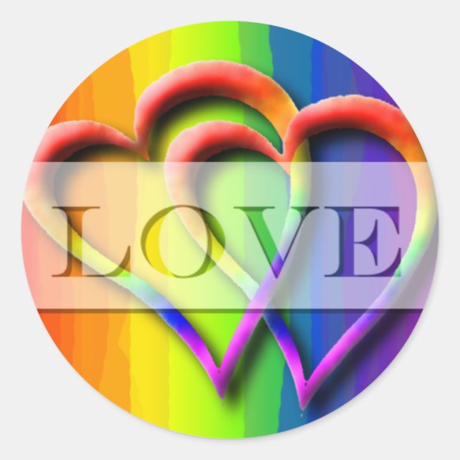 Sticker Rond Mariage gay Deux Coeurs Amour Invitation RSVP Enre (Devant)