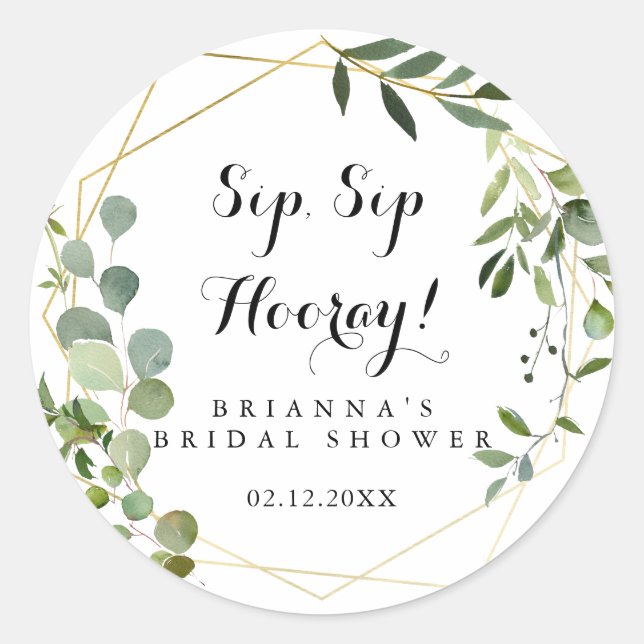 Sticker Rond Mariage Geometric Gold Vert Sip Sip Hooray (Devant)