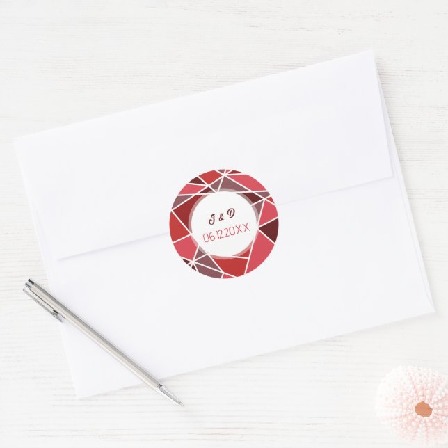 Sticker Rond Mariage Géométrique Élégant (Enveloppe)