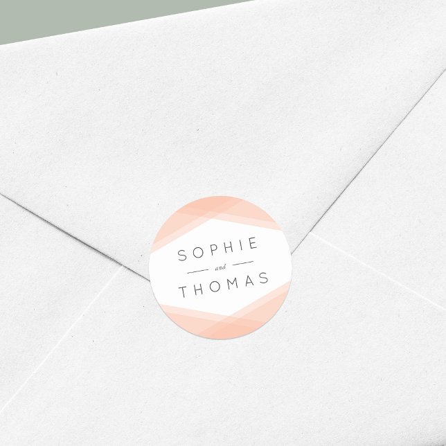 Sticker Rond Mariage géométrique en couche de plage (Créateur téléchargé)