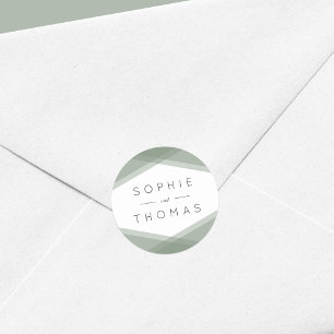 Sticker Rond Mariage géométrique en couche verte de la taille