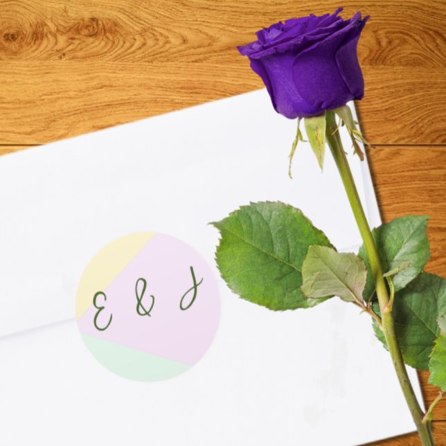 Sticker Rond Mariage géométrique Pastel Muet (Créateur téléchargé)