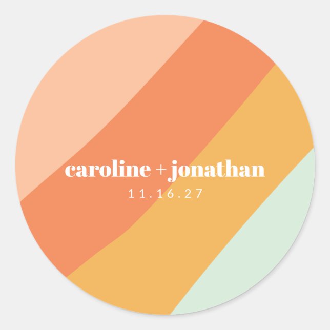 Sticker Rond Mariage géométrique personnalisé Retro Mint Pastel (Devant)