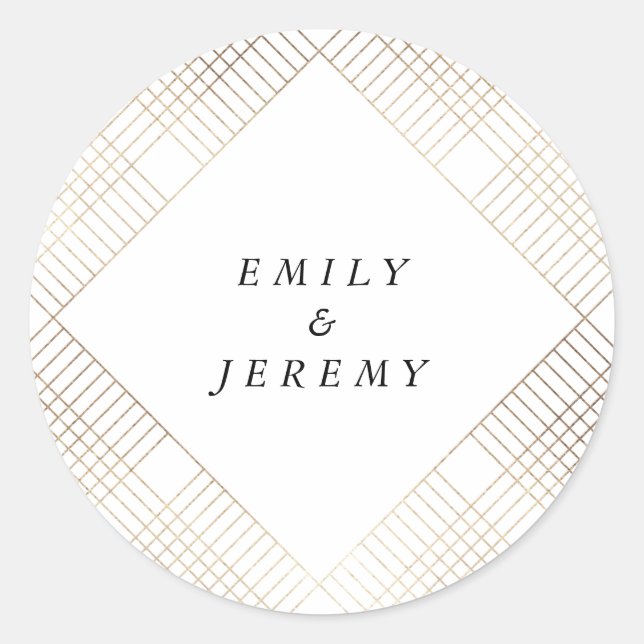 Sticker Rond Mariage géométrique White Gold Gatsby (Devant)