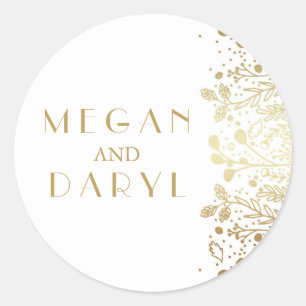 Sticker Rond Mariage Gold Baby's Breath Florals