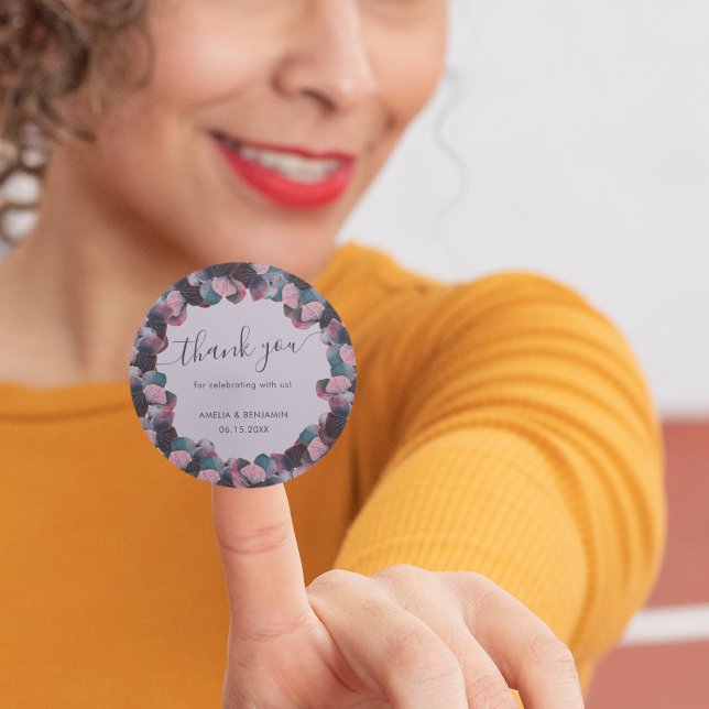 Sticker Rond Mariage Gold Blue Lavender Purple Hydrangeas (Créateur téléchargé)