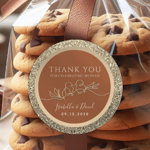 Sticker Rond Mariage Gold et Terracotta Favor