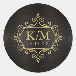 Sticker Rond Mariage Gold Filigree fin ID871