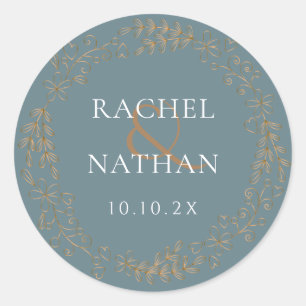 Sticker Rond Mariage Gold Garland