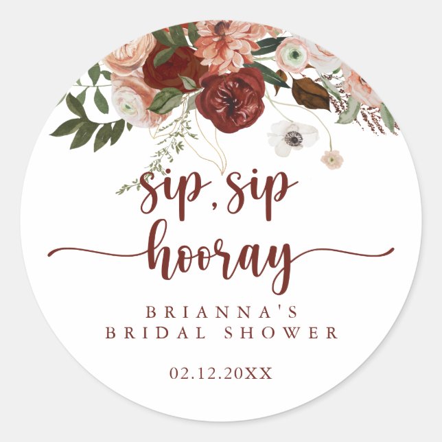 Sticker Rond Mariage Gold Rustique Floral Sip Sip Hooray   (Devant)