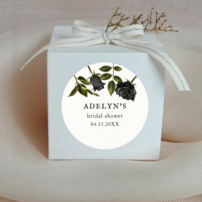 Sticker Rond Mariage gothique blanc Fleurs noires (Créateur téléchargé)