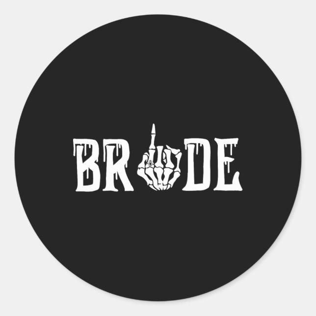 Sticker Rond Mariage gothique de mariée de squelette vient de s (Devant)