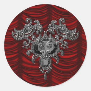Sticker Rond Mariage gothique de soie rouge