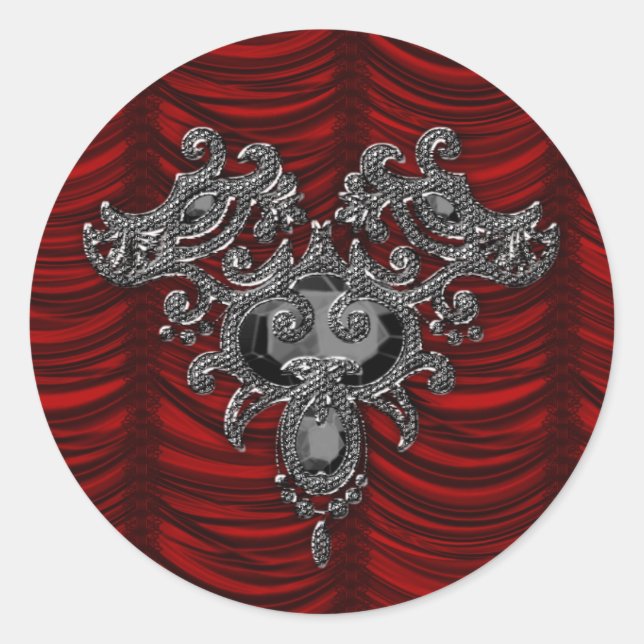 Sticker Rond Mariage gothique de soie rouge (Devant)