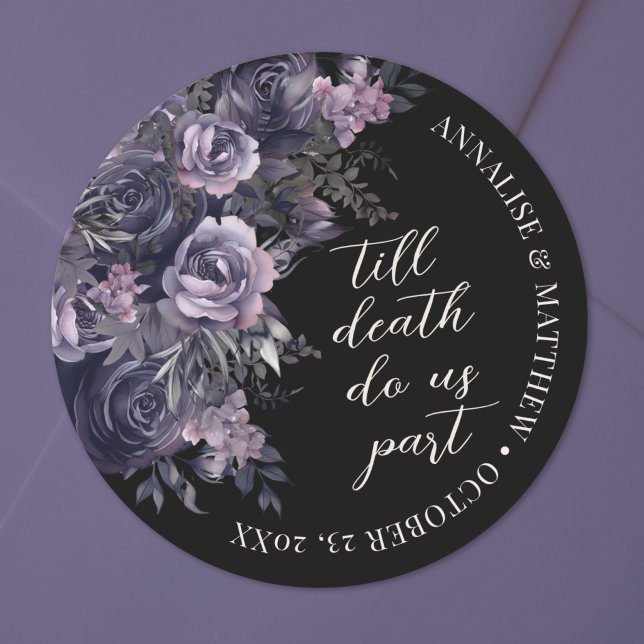 Sticker Rond Mariage gothique élégant (Elegant Gothic Wedding Classic Round Sticker)