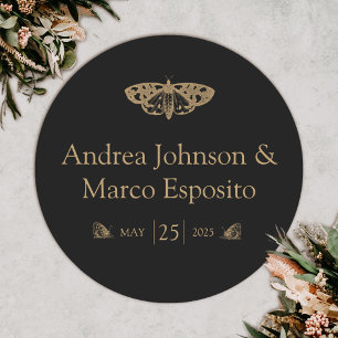 Sticker Rond Mariage gothique élégant de Moth victorienne Favor