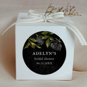 Sticker Rond Mariage gothique Fleurs noires