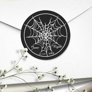 Sticker Rond Mariage gothique noir épouvantable 
