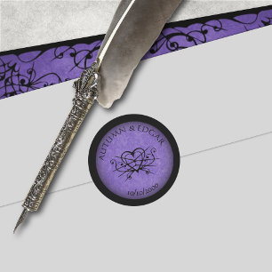 Sticker Rond Mariage gothique noir violet