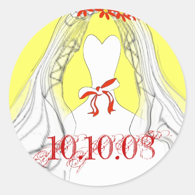 Sticker Rond Mariage Gown Enregistrer la date (Devant)