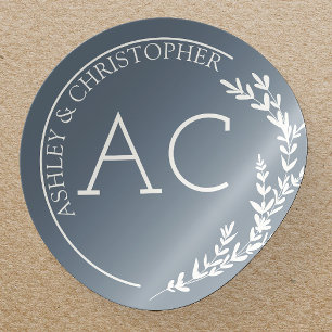 Sticker Rond Mariage gris ardoise moderne à charpente
