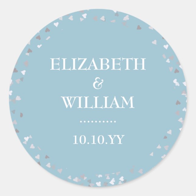 Sticker Rond Mariage Hearts Confetti (Devant)